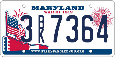 MD license plate 3BK7364