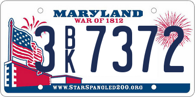 MD license plate 3BK7372