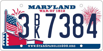 MD license plate 3BK7384