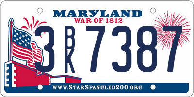 MD license plate 3BK7387