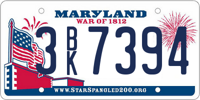 MD license plate 3BK7394