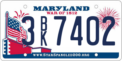 MD license plate 3BK7402