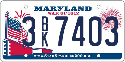 MD license plate 3BK7403
