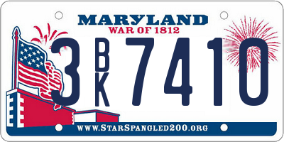 MD license plate 3BK7410