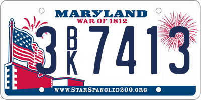 MD license plate 3BK7413