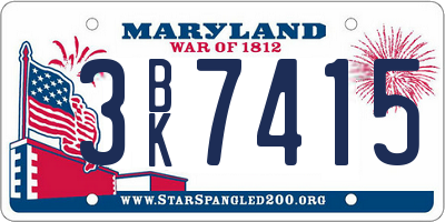 MD license plate 3BK7415