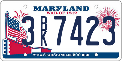 MD license plate 3BK7423