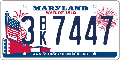 MD license plate 3BK7447