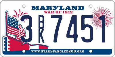 MD license plate 3BK7451
