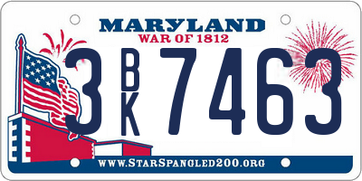 MD license plate 3BK7463