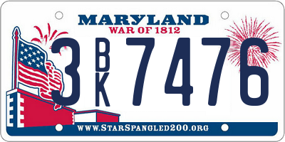 MD license plate 3BK7476