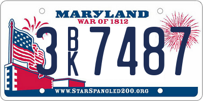 MD license plate 3BK7487