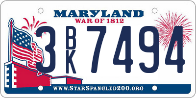 MD license plate 3BK7494