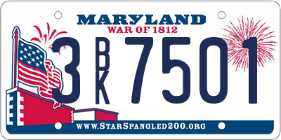 MD license plate 3BK7501