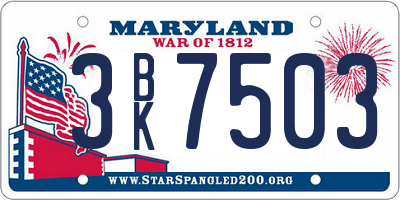 MD license plate 3BK7503