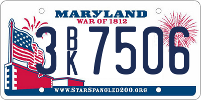 MD license plate 3BK7506