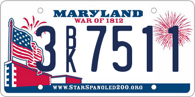 MD license plate 3BK7511
