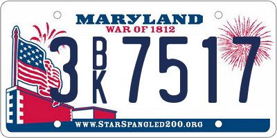 MD license plate 3BK7517