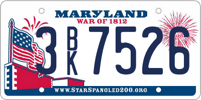 MD license plate 3BK7526