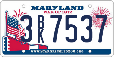 MD license plate 3BK7537