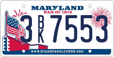 MD license plate 3BK7553
