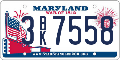 MD license plate 3BK7558