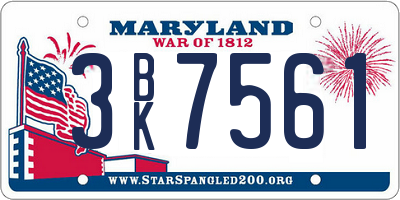 MD license plate 3BK7561