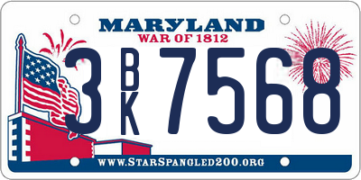 MD license plate 3BK7568