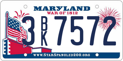 MD license plate 3BK7572