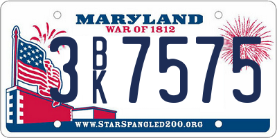 MD license plate 3BK7575