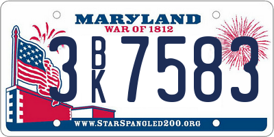 MD license plate 3BK7583