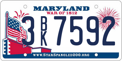 MD license plate 3BK7592