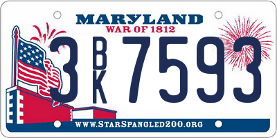 MD license plate 3BK7593