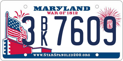 MD license plate 3BK7609