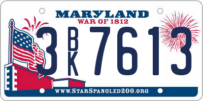 MD license plate 3BK7613