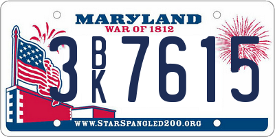 MD license plate 3BK7615