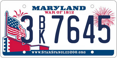 MD license plate 3BK7645