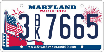 MD license plate 3BK7665