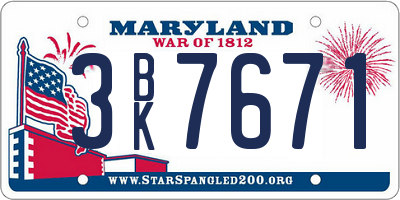 MD license plate 3BK7671