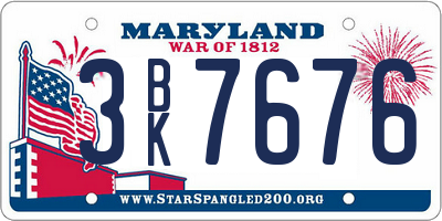 MD license plate 3BK7676