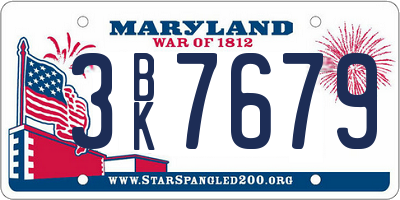 MD license plate 3BK7679