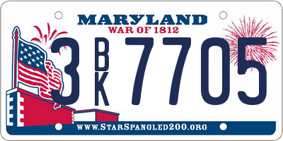 MD license plate 3BK7705