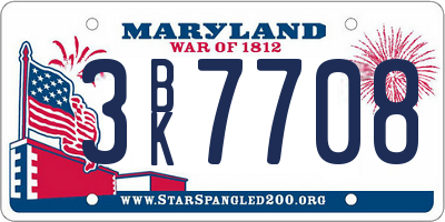 MD license plate 3BK7708