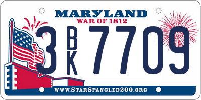 MD license plate 3BK7709