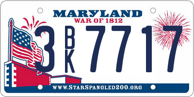 MD license plate 3BK7717