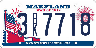 MD license plate 3BK7718