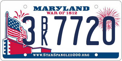 MD license plate 3BK7720