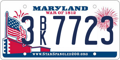 MD license plate 3BK7723