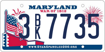 MD license plate 3BK7735