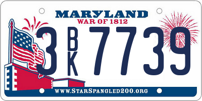MD license plate 3BK7739